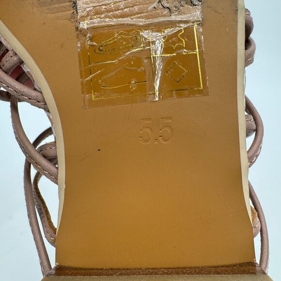 ANTHROPOLOGIE | PILCRO Light Pink Metallic Snakeskin Gladiator Sandals Size 5.5 - Picture 12 of 12